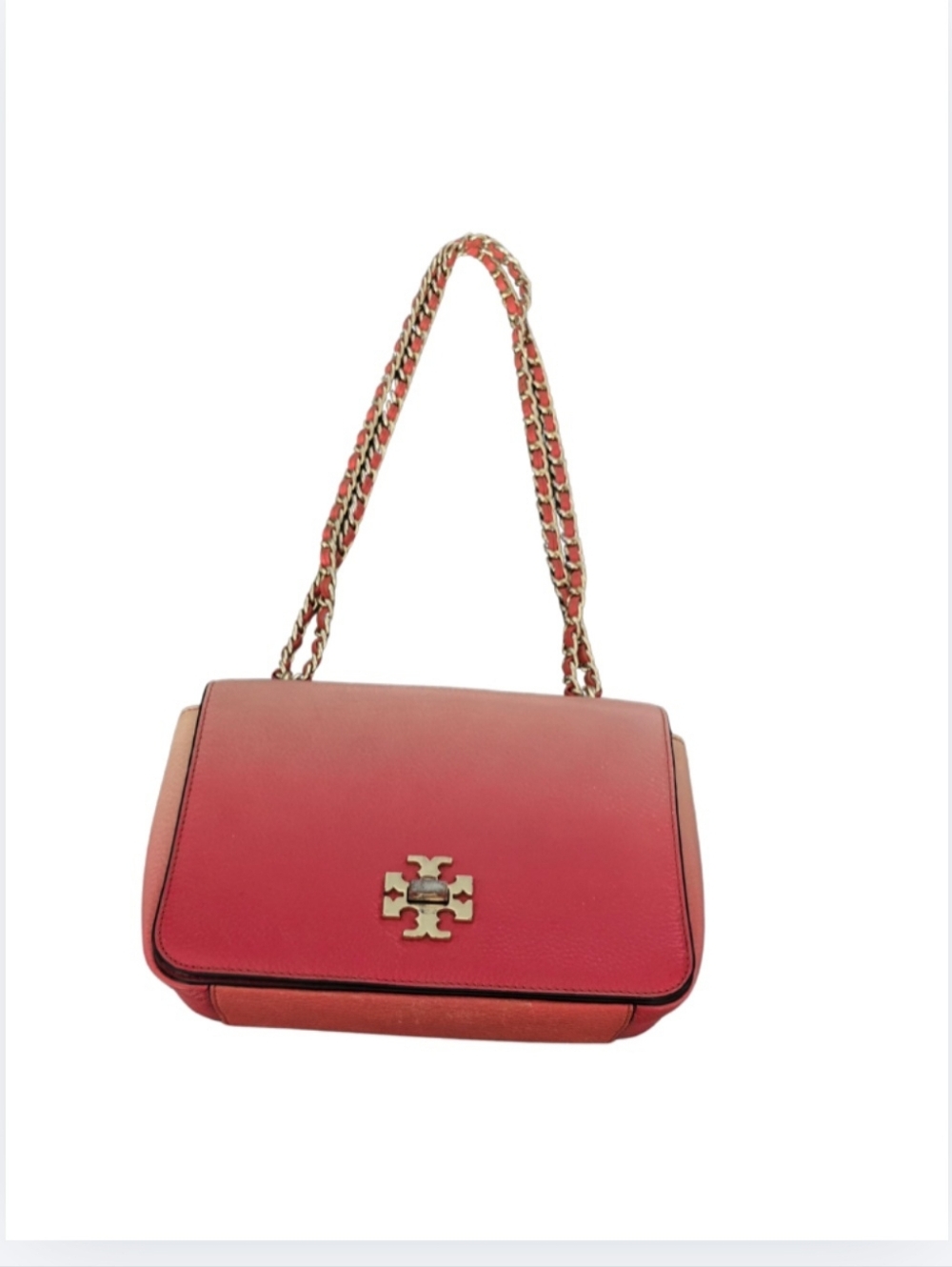 TORY BURCH Dégradé Mercer Adjustable Shoulder Bag Gradient Pink Red Gold Chain